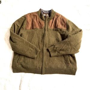Duluth Trading Men's Olive Green and Brown Wool Jacket